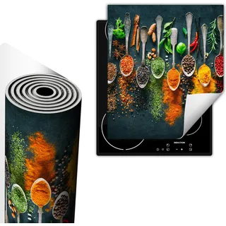 Herdabdeckplatte 45x52 cm Ceranfeld Abdeckung Anti Rutsch Matte Aufrollbar, Gewürze Löffel