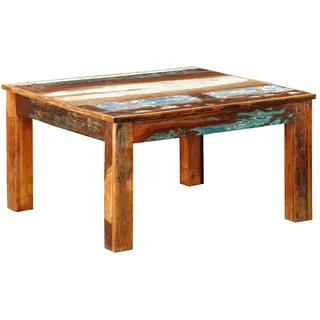 vidaXL Couchtisch Quadratisch Weiß Teak 80 x 130 x 85,5 cm