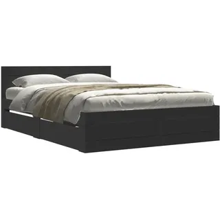 vidaXL Bettgestell mit Kopfteil Schwarz 120x190 cm Holzwerkstoff