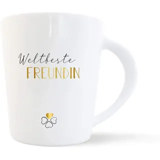 mintkind® Kaffeebecher Weltbeste Freundin | Porzellan Kaffee Becher Tasse Weiß | Geschenk für beste Freundin | Geburtstag, Weihnachten & als Dankeschön | Geschenkidee Teetasse