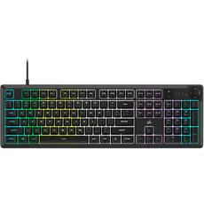 Corsair K55 CORE RGB Membran Kabelgebundenes Gaming-Keyboard – Leise, reaktionsschnelle Schalter – Spritzwassergeschützt – RGB mit Zehn Zonen – Medientasten – iCUE-kompatibel – QWERTY NA – PC, Mac –