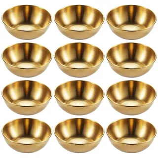 12 Stücke Saucenschälchen Edelstahl Snack Dip Schalen Kleine Schälchen Dipschälchen Set Dipschalen Snackschalen Gewürzschalen Gold Sushi Teller Sauce Schüssel für Tapas Dessert Ketchup-3.46inch/9cm