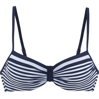 Bügel-Bikini-Top LASCANA "Myst", Damen, Gr. 46, Cup G, blau (marine, weiß), Recycling-Polyamid, gestreift, Bikini-Oberteile Bügel-Bikini-Top, mit platziertem Streifen-Design, Topseller