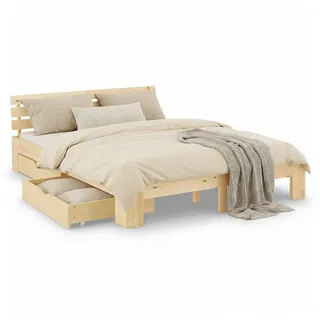 Homestyle4u Holzbett 180 x 200 cm Braun