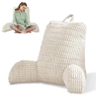 MeYxuxg Lesekissen für Bett und Sofa, 80x55cm Lesekissen mit RüCkenlehne für Erwachsene, Ergonomisches Bett Kissen Rückenkissen zum Fernsehen,Lesen, Spielen, Sitzkissen mit Rückenlehne(Beige)