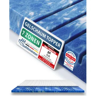 AM Qualitätsmatratzen | 7-Zonen Deluxe Gelschaum-Topper | 80x200 cm | 8 cm Höhe | Matratzentopper | 80/200 | Gel Topper | 7 Zonen