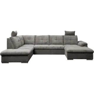 Wohnlandschaft WERK2 "Arena, B/T: 339/220 cm breit, moderner, einladender Sitzkomfort", anthrazit, B:339cm H:102cm T:220cm, 100% Polyester, Sofas, Wohnlandschaft, 2x Kopfstützen, Schlaffunktion und Bettkasten, U-Form