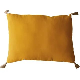 Enjoy Home Kissen mit 4 Quasten, Jute, Maße: 50 x 70 cm, Baumwolle, Oeko-Tex-Zertifiziert, Handwäsche, ideal für die Farbgebung auf Ihre Sofas, Panama-Kollektion, senffarben