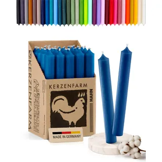 Stabkerzen 10 Stück, 18cm x 2,2cm, Premium Qualität - Deutsche Manufaktur, Kerzenfarm Hahn - lange Brenndauer (8+ Stunden) RAL-Zertifiziert, durchgefärbte Spitzkerzen (Petrol)