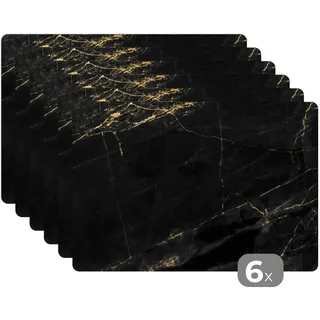 MuchoWow Platzsets 6er-Set Marmoroptik - Luxus - Schwarz - Gold 45x30 cm Tischset , Kunststoff , Rechteckig , 45x30x0.3 cm , Heimtextilien, Wohntextilien, Tischwäsche, Tischsets