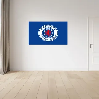 Lizenziertes Decor Rangers Football Club Vinyl-Wandaufkleber, groß, 130 cm (B) x 80 cm (H), farbiges Wappen auf Marke, Blau