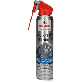 Nigrin MoS2-HyBrid Schmiermittel mit Graphit, lange Wirkdauer, reduziert Reibungsverluste, 400 ml, 3 x 3 x 8 cm, weiß