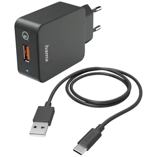 Hama Schnellladegerät mit Ladekabel USB-C 19,5 W 1,5 m Schwarz