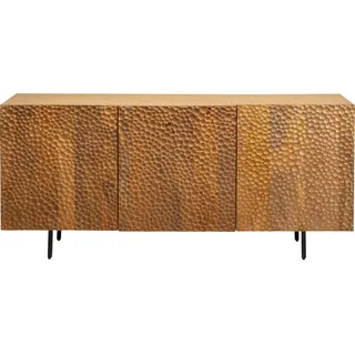 Kare Design Sideboard Hammer, Braun, Handgearbeitetes Massivholz, Jedes Stück EIN Unikat, Soft-Close Türen, 3 Türen, Ablage für Flur, Sideboard mit Stauraum für Wohnzimmer, 75x160x38 cm (H/B/T)