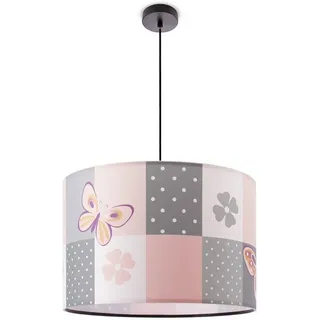 Paco Home Pendelleuchte »Cosmo 220« E27 Lampe Kinderzimmer Deckenlampe Rosa Schmetterling Blumen Karo E27, schwarz