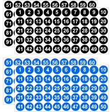 20 Blatt Nummern Aufkleber Rund 1-100 Vinyl Zahlen Aufkleber 25mm Nummer Etiketten Wasserdichte Nummer Selbstklebend Inventaraufkleber zum Sortieren und Organisieren, Schwarz + Blau