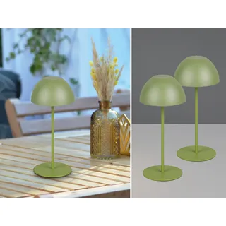 2er SET kabellose Akku LED Outdoor Tischlampen in Grün - Pilzlampen 20cm klein