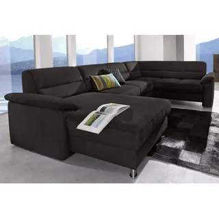 sit&more Wohnlandschaft »Ascara U-Form«, inklusive Boxspring/Federkern-Polsterung, wahlweise mit Bettfunktion, schwarz