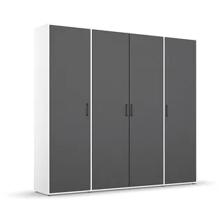 Rauch Möbel Voyager, Kleiderschrank für Schlafzimmer, Kinderzimmer, Babyzimmer, Jugendzimmer, Flur, 4-türig, mit Zubehör Basic, Farbe Gra umetallic, Schwarz/Weiß, Breite 187cm