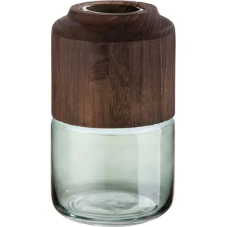 Casablanca by Gilde Tischvase »Colletta«, aus Glas, mit abnehmbarem Holzelement, braun