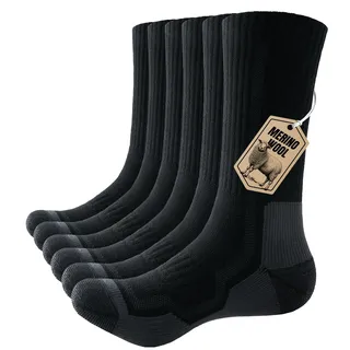 PULIOU Merino Socken Thermosocken Herren Damen Wandersocken Dicke Merinowolle Outdoor Trekkingsocken Anti-Blasen Arbeitssocken Wintersocken,3 Paar