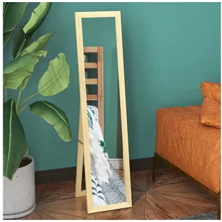 Homcom Standspiegel, Ganzkörperspiegel mit Ständer, freistehender Wandspiegel, Ankleidespiegel, Garderobenspiegel für Schlafzimmer, Flur, Alu, Eiche, 37 x 157 cm