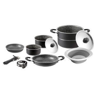 BRUNNER 0806095N Camping-Kochgeschirr aus Aluminium, Piraten-Set 9+1 ø 24 cm