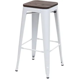 MCW Barhocker A73  inkl. Holz-Sitzfläche Metall stapelbar  Weiß