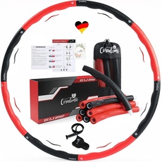 CORADOMA® Hula Hoop Reifen Erwachsene 1,2kg Fitnessreifen Hullahub Reifen zum Abnehmen Hoola Hoop Fitness für Anfänger & Fortgeschritten | Wellen zur Massage | inkl. Tasche, Workout Plan und Maßband