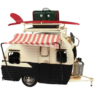 Wohnwagen Metall schwarz 23 cm mit Rahmen und Spardose Shabby Camper Vintage Auto Oldtimer Caravan Nostalgie Camping Reise Gutschein