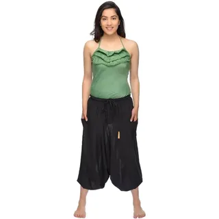 Haremshose Pumphose Aladinhose Pluderhose Yoga Goa Sarouel Baggy Freizeithose Singharaja Damen, schwarz - Schwarz