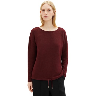 TOM TAILOR Damen 1038177 Sweatshirt mit Struktur & Kordelzug, 10308-Deep Burgundy Red, XXXL