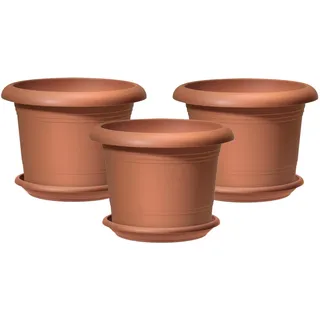 Scheurich Oliver 3er Set Pflanztöpfe mit Untersetzern, Terracotta, Ø40 cm, H 28 cm