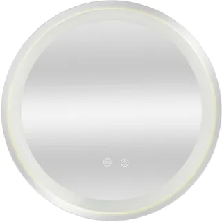 pro.tec LED-Badspiegel Maratea Ø80cm 3 Lichtfarben Touch und Antibeschlag Silber - Silber