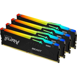 Kingston FURY Beast RGB (4 x 32GB, 5200 MHz, DDR5-RAM, DIMM), RAM, Schwarz
