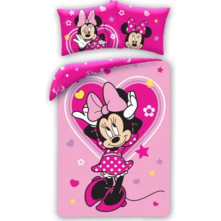 HALANTEX Leinen inklusive Minnie Heart Baumwolle, 140/200, 70/90 cm - Rosa