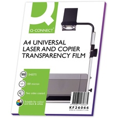 Bild Q-Connect® Kopier-Folien - A4, 0,10 mm, 100 Folien, schwarz/weiß Kopien