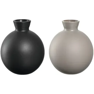LEONARDO HOME CASOLARE Tischvase 4er Set, 2 x schwarz und 2 x beige Deko Vasen aus Glas, 9 x 7,5 x 7,5 cm (HxBxT), 170 g, 165 ml, 041677