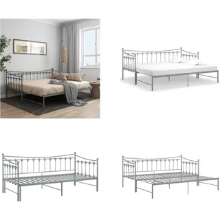 vidaXL Ausziehsofa Bettgestell Grau Metall 90x200 cm - Schlafsofa-Gestell - Schlafsofas-Gestelle - Schlafsofa-Rahmen - Sofa Mit Ausziehbett - Grau