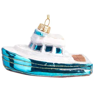 BRUBAKER Boot - Handbemalte Weihnachtskugel aus Glas | Mundgeblasener Christbaumschmuck Figuren lustig Deko Anhänger Baumkugel - ca. 10.5 cm