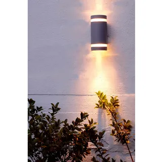 Lutec Außenwandleuchte Focus rund 2-flammig, anthrazit, IP44