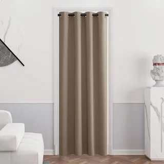 PONY DANCE Türvorhang Kälteschutz 1 Stück H 210 x B 132 cm Gardinen Blickdicht Wohnzimmer mit Ösen Thermovorhang Verdunklungsvorhänge Schlafzimmer Kälteschutzvorhang, Cappuccino