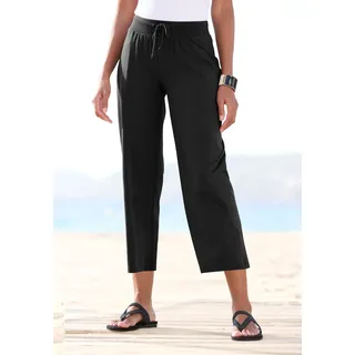7/8-Strandhose BEACHTIME, Damen, Gr. 40/42, N-Gr, schwarz, Jersey, Obermaterial: 95% Baumwolle, 5% Elasthan, figurumspielend 7/8-Länge, Hosen 7/8-Strandhose, aus weichem Jersey, Wide-Leg, Jogginghose, Relaxhose, Topseller