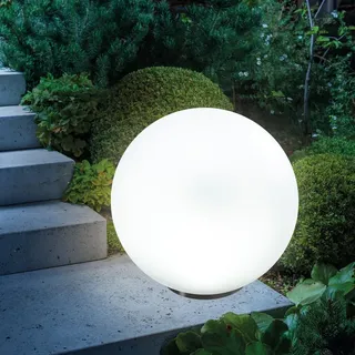 esotec Außenleuchte Kunststoff Ø50 cm 7 Lichtfarben inkl. Erdspieße weiß