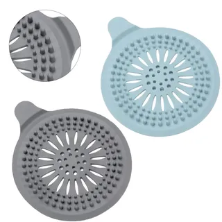 Alyvisun 2Pcs Silikon Abflusssieb mit Saugnapf, Haarfänger Dusche Abfluss Abdeckung, Duschablauf Haarsieb für Waschbecken, Badezimmer, Badewanne, Küche (Grau/Blau)