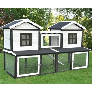 nanook shop Kleintierkäfig Kleintierstallkombi 0 x 0 x 0 cm braun, weiß