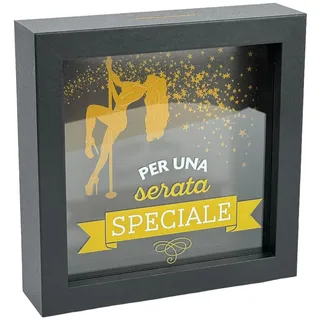 Dekorative Spardose 'Für einen besonderen Abend', schwarzer Rahmen, 16 x 16 cm, goldenes Design