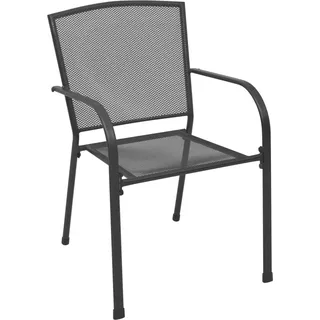 vidaXL Gartenstühle 4 Stk. Mesh-Design Anthrazit Stahl - Grau