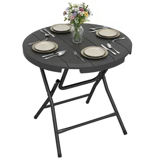 Outsunny Gartentisch Ø 80 x 73 cm Schwarz/Grau