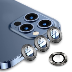Zuslab Kamera Objektivschutz Kompatibel mit Apple iPhone 11/11 Pro /11 Pro Max / 12 Mini /12/12 Pro, Aluminiumlegierung Edge Full Cover mit HD Hartglasfolie für Objektiv Displayschutz 【4 Pack】Schwarz